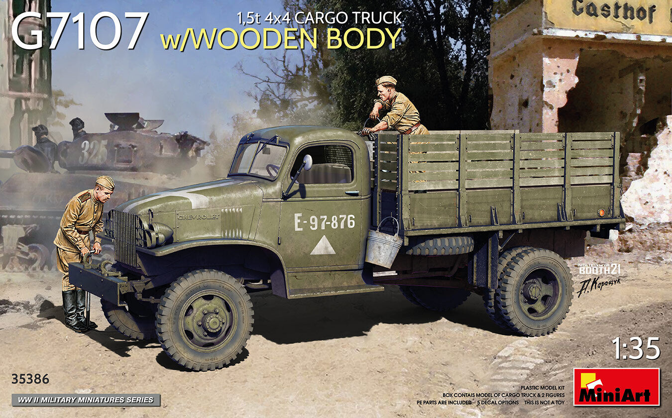 MiniArt 1/35 1.5t 4x4 G7107 Cargo Truck w/Wooden Body Plastic Model Kit