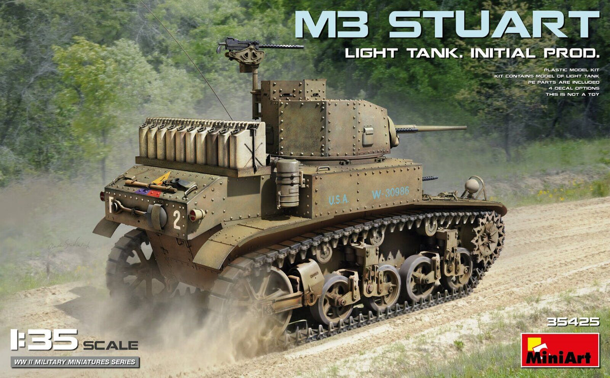 MiniArt 1/35 M3 Stuart Light Tank. Initial Prod. Plastic Model Kit MA35425