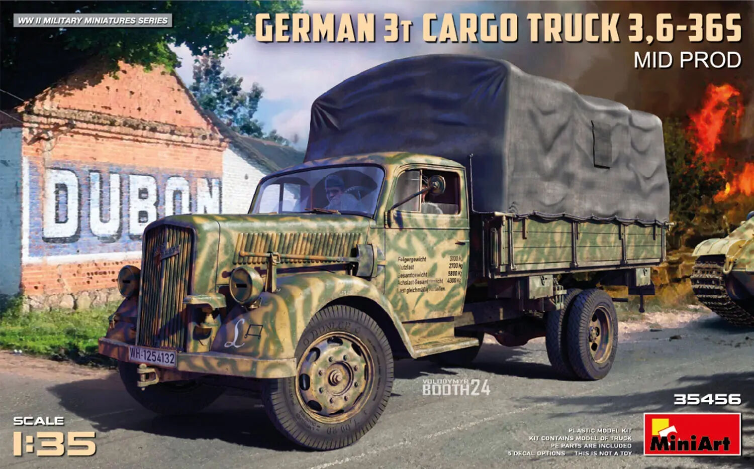 MiniArt 1/35 German 3t Cargo Truck 3.6-36S Mid Prod Plastic Model Kit