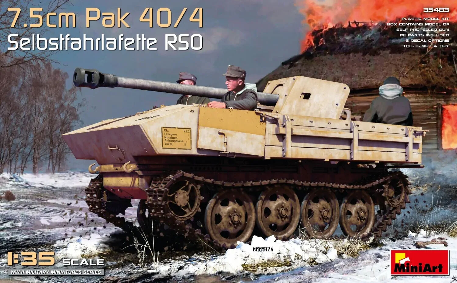 MiniArt 1/35 7.5cm Pak 40/4 auf gep. Selbstfahrlafette RSO Plastic Model Kit
