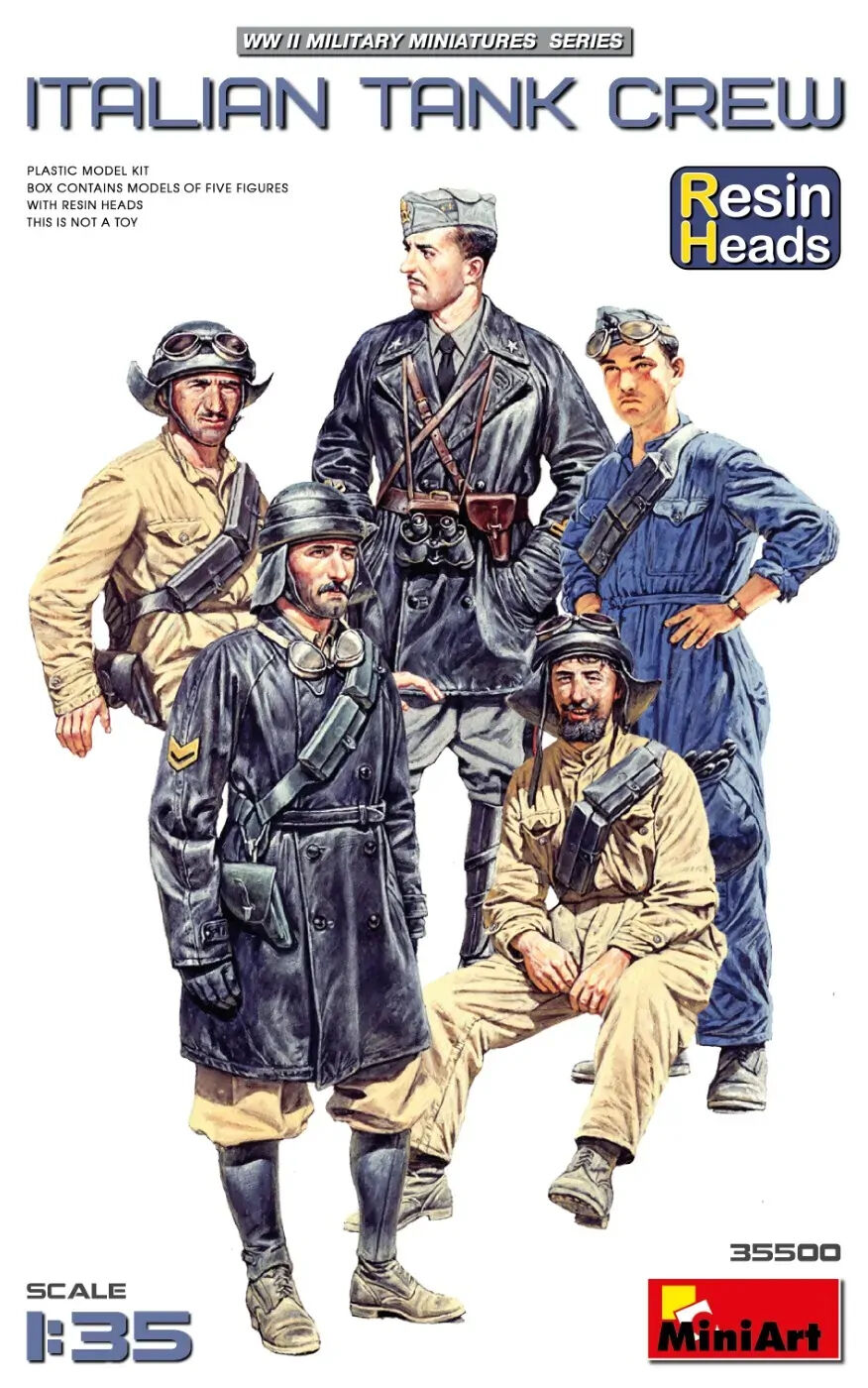 MiniArt 1/35 Italian Tank Crew. Resin Heads Plastic Model Kit
