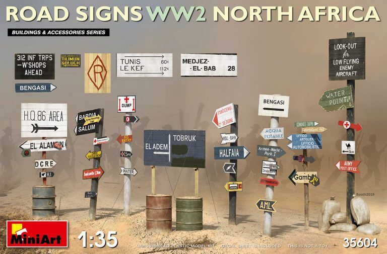 MiniArt 1/35 Road Signs WW2 (N.Africa) Plastic Model Kit