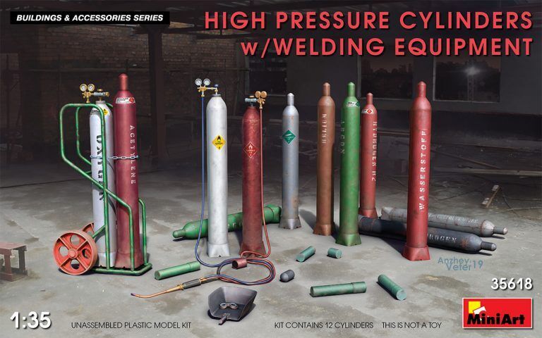 MiniArt 1/35 High Pressure Cylinders w/Welding Equipment Plastic Model Kit MA35618