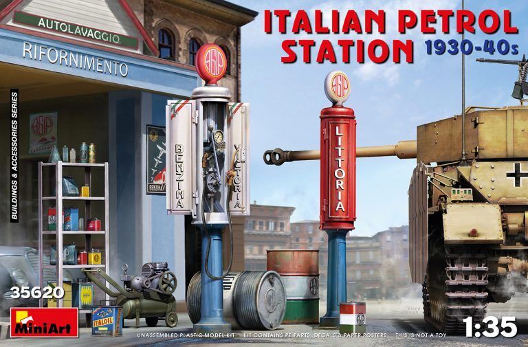 MiniArt 1/35 Italian Petrol Station 1930-40s Plastic Model Kit