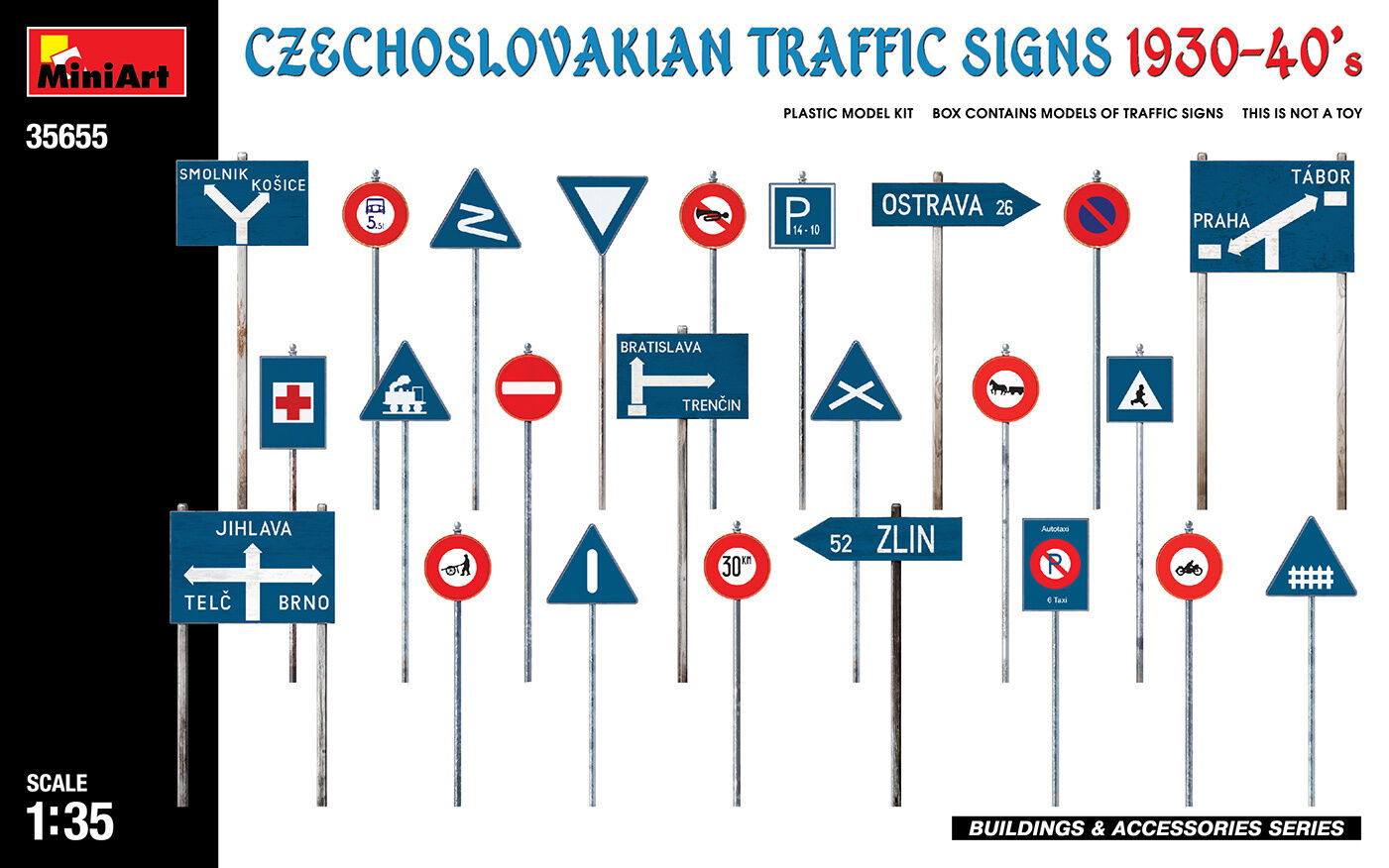 MiniArt 1/35 Czechoslovakian Traffic Signs 1930-40€™s Plastic Model Kit