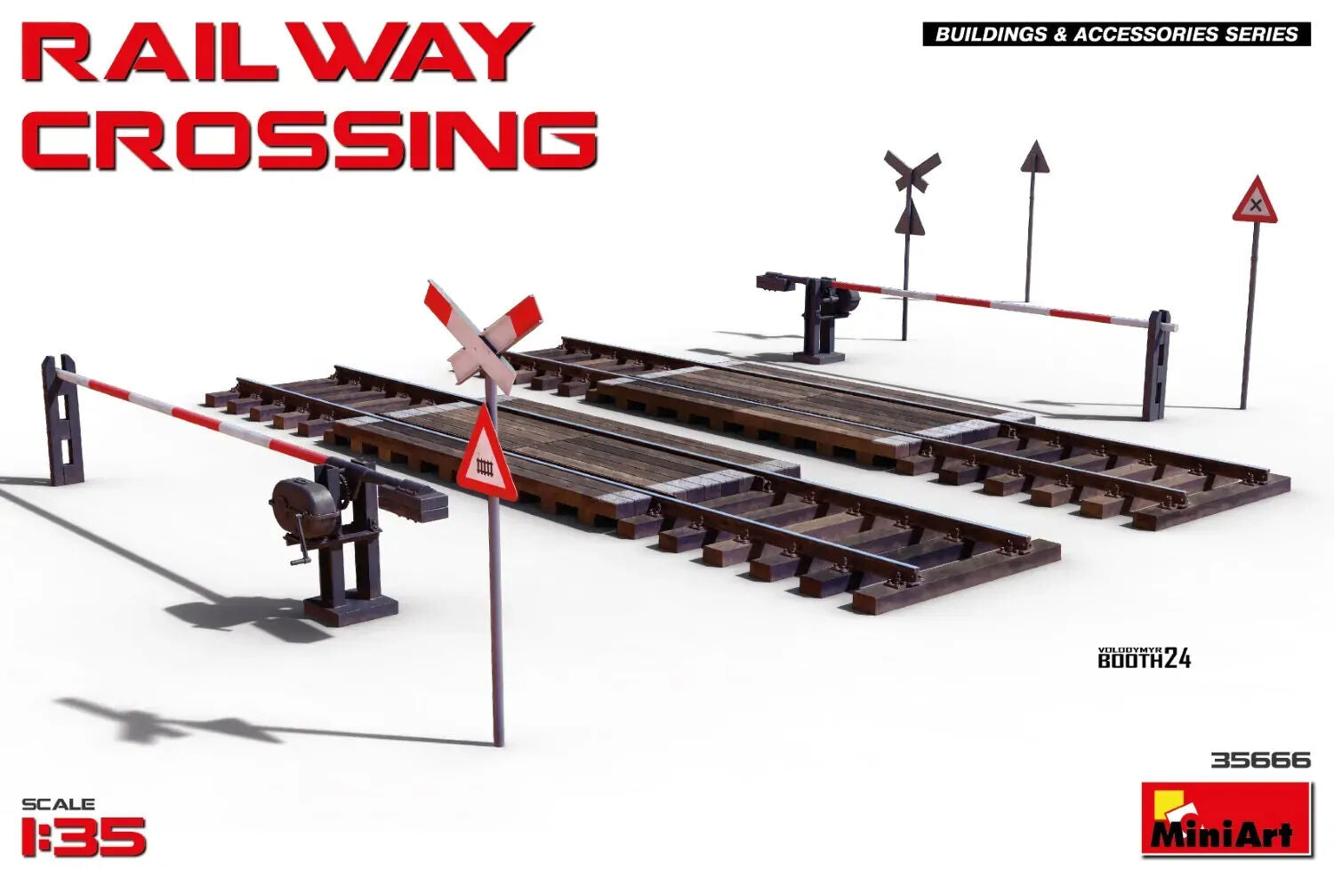 MiniArt 1/35 Railway Crossing Plastic Model Kit