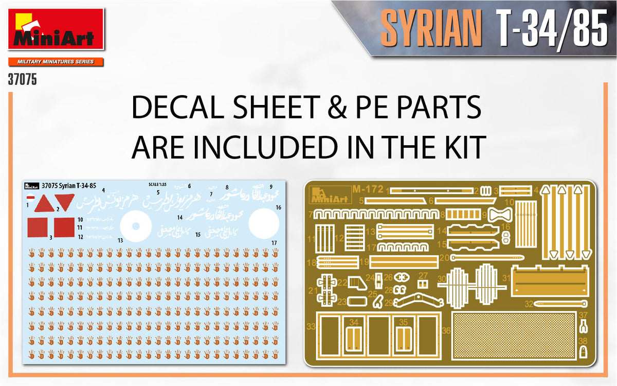 MiniArt 1/35 SYRIAN T-34/85 Plastic Model Kit MA37075
