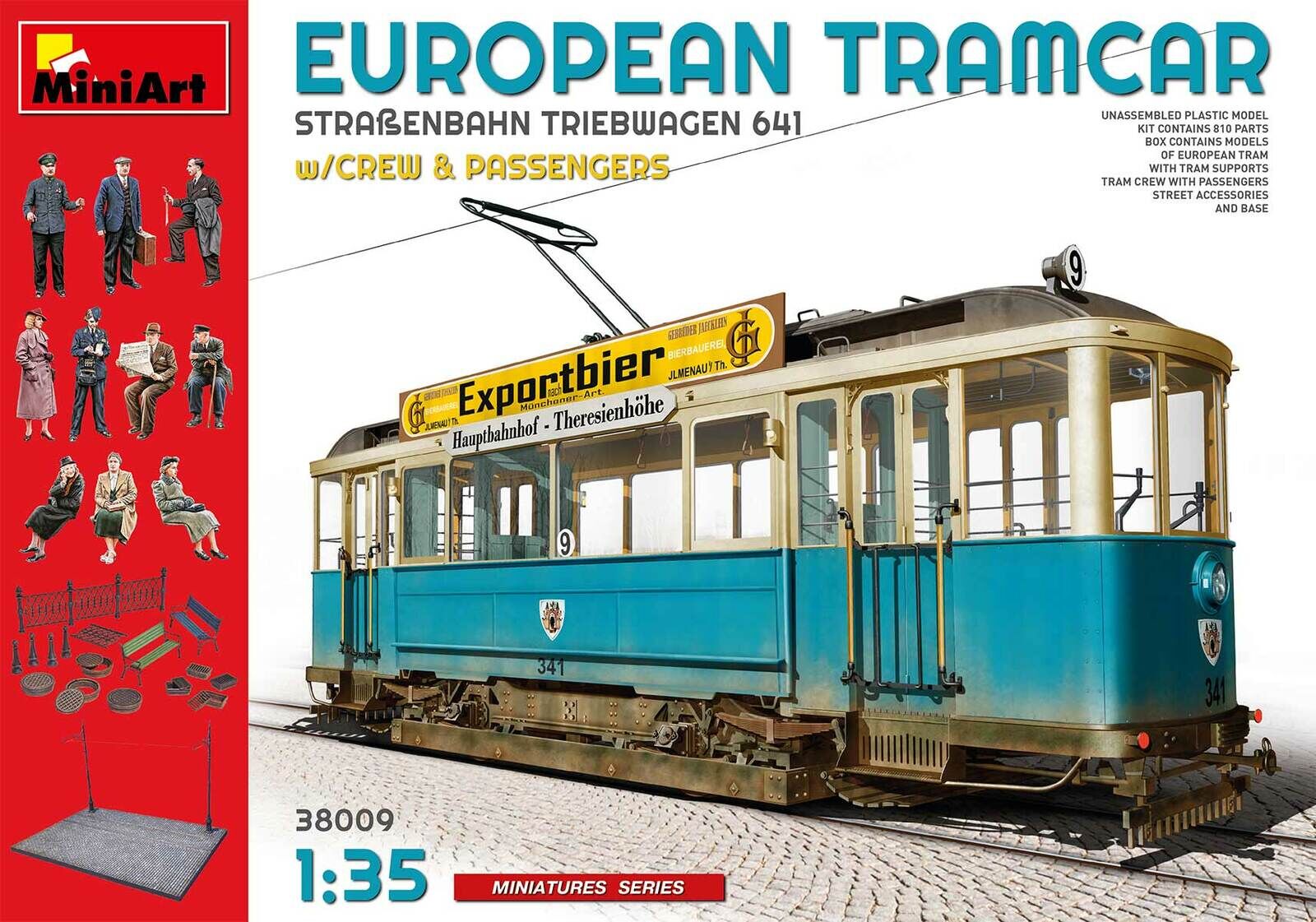 MiniArt 1/35 European Tramcar with Crew & Passengers Plastic Model Kit