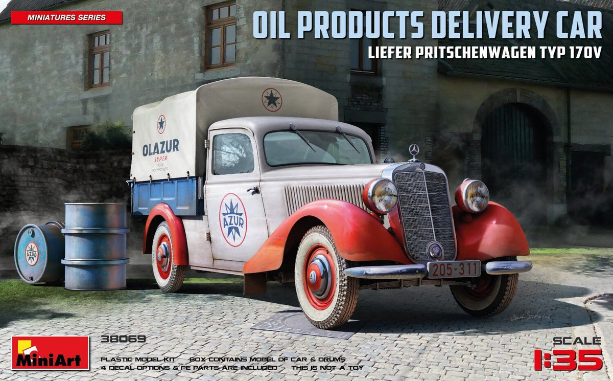 MiniArt 1/35 Liefer Pritschenwagen Typ 170V Oil Products Delivery Car Plastic Model Kit MA38069