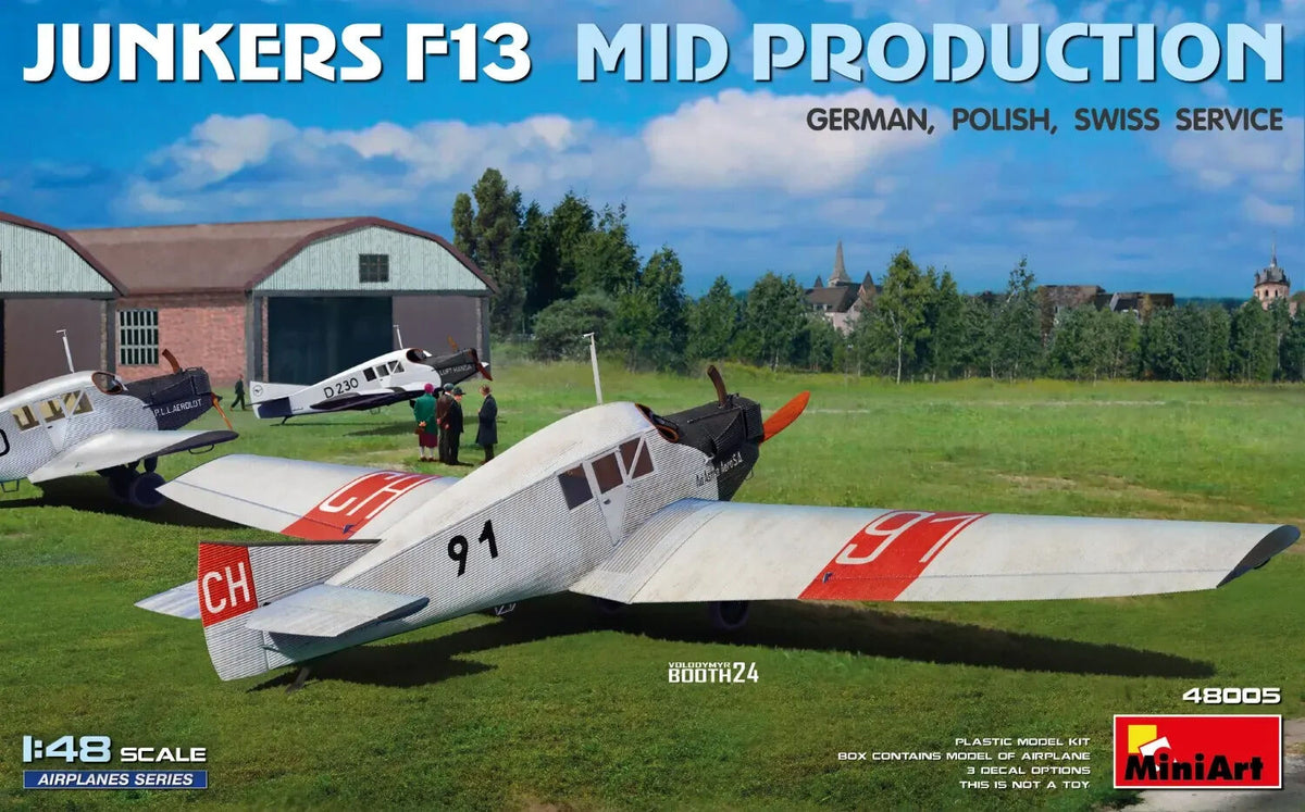 MiniArt 1/48 Junkers F13. Mid Prod. German. Polish. Swiss Service Plastic Model Kit MA48005