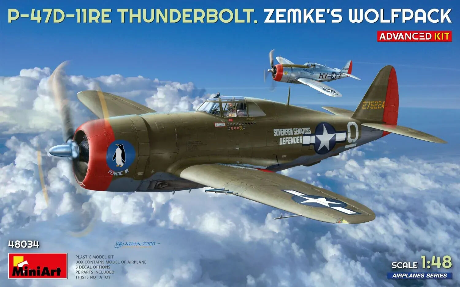 MiniArt 1/48 P-47D-11RE Thunderbolt. Zemke's Wolfpack. Advanced Kit Plastic Model Kit