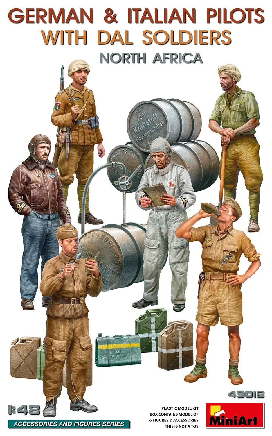 MiniArt 1/48 German & Italian Pilots w/DAL Soldiers. North Africa Plastic Model Kit