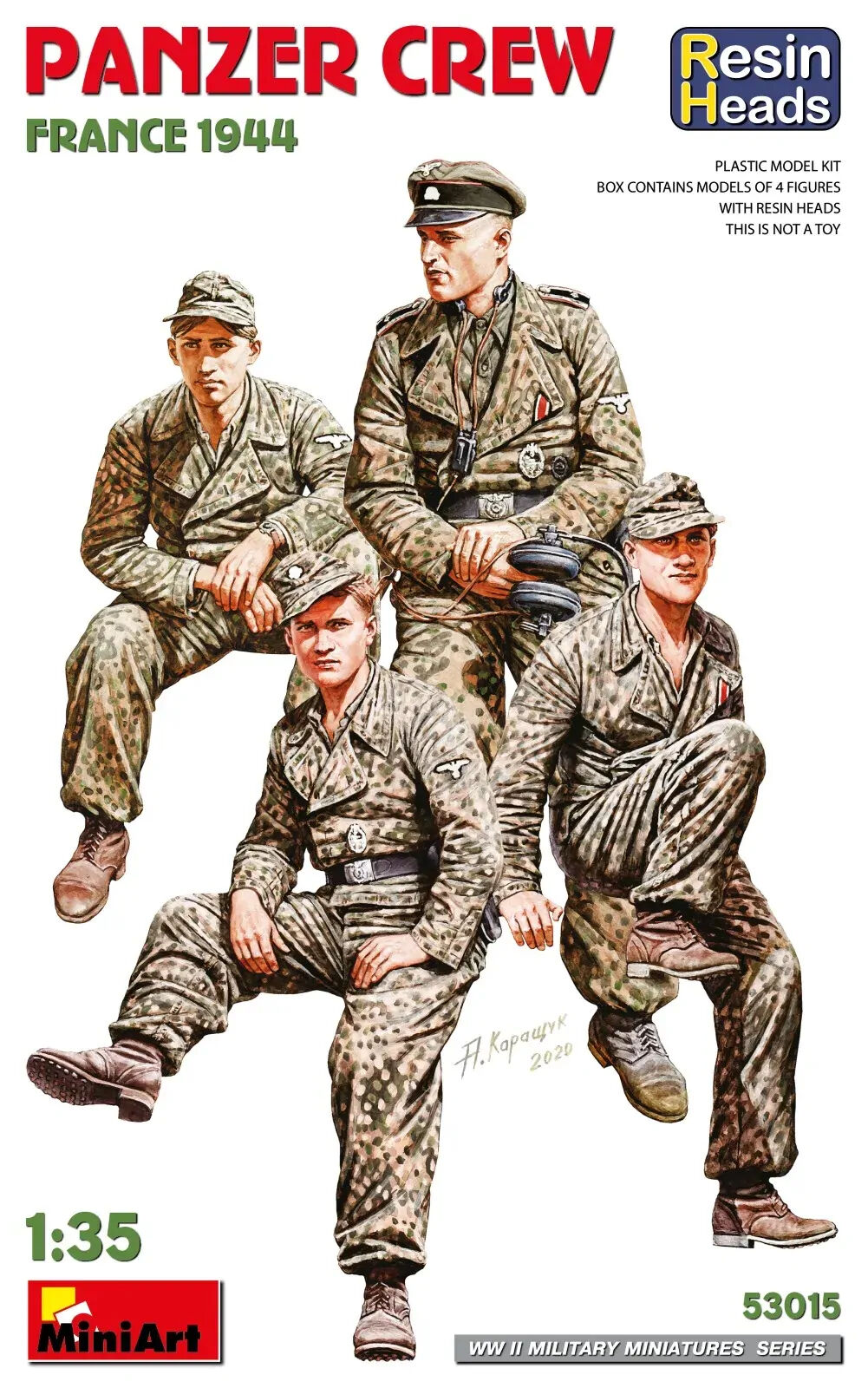 MiniArt 1/35 Panzer Crew. France 1944. Resin Heads Plastic Model Kit