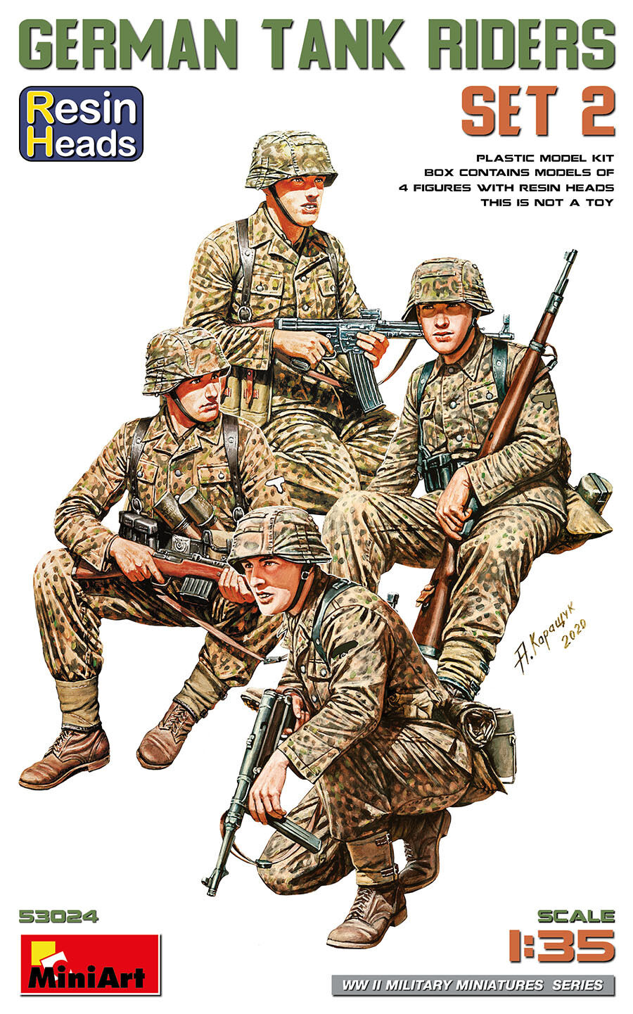 MiniArt 1/35 German Tank Riders Set 2. Resin Heads Plastic Model Kit