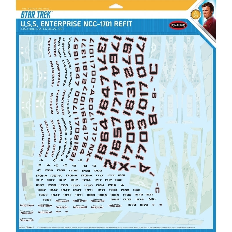 MKA050 Polar Lights 1/350 Star Trek U.S.S. Enterprise Refit Aztec Decals Polar Lights