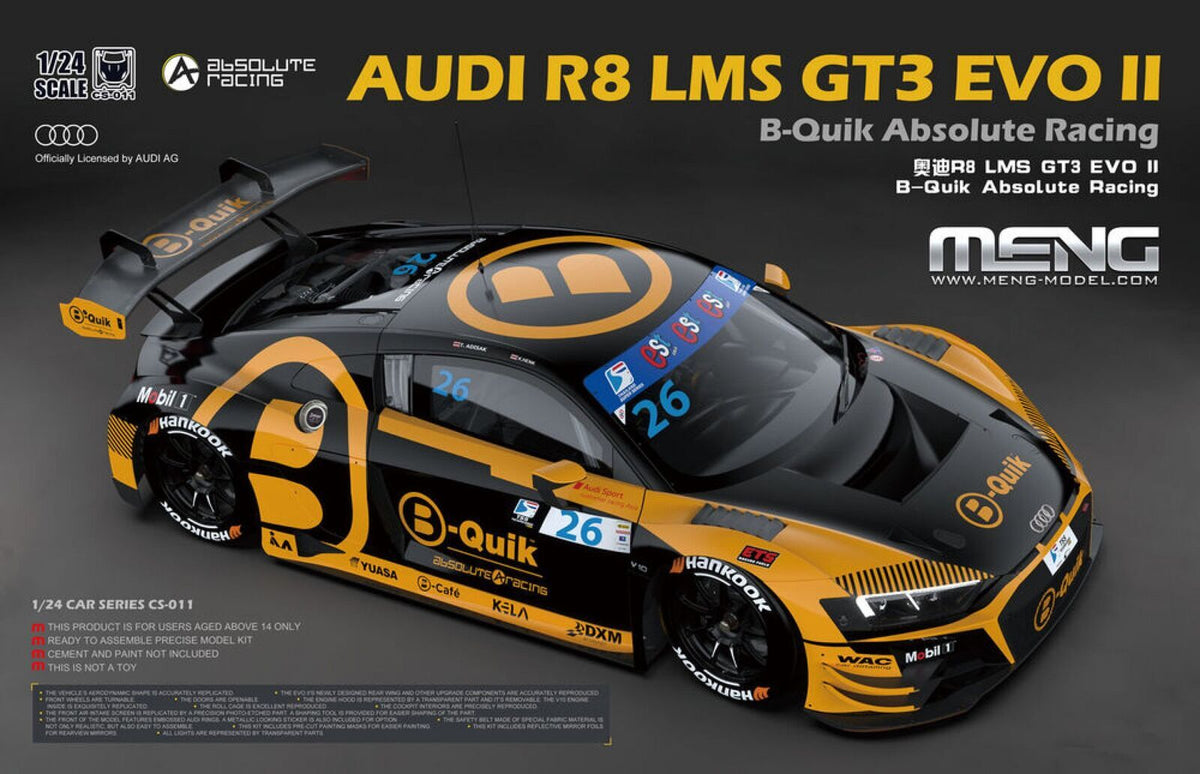Meng 1/24 Audi R8 LMS GT3 EVO II B-Quik Absolute Racing Plastic Model Kit MM-CS-011