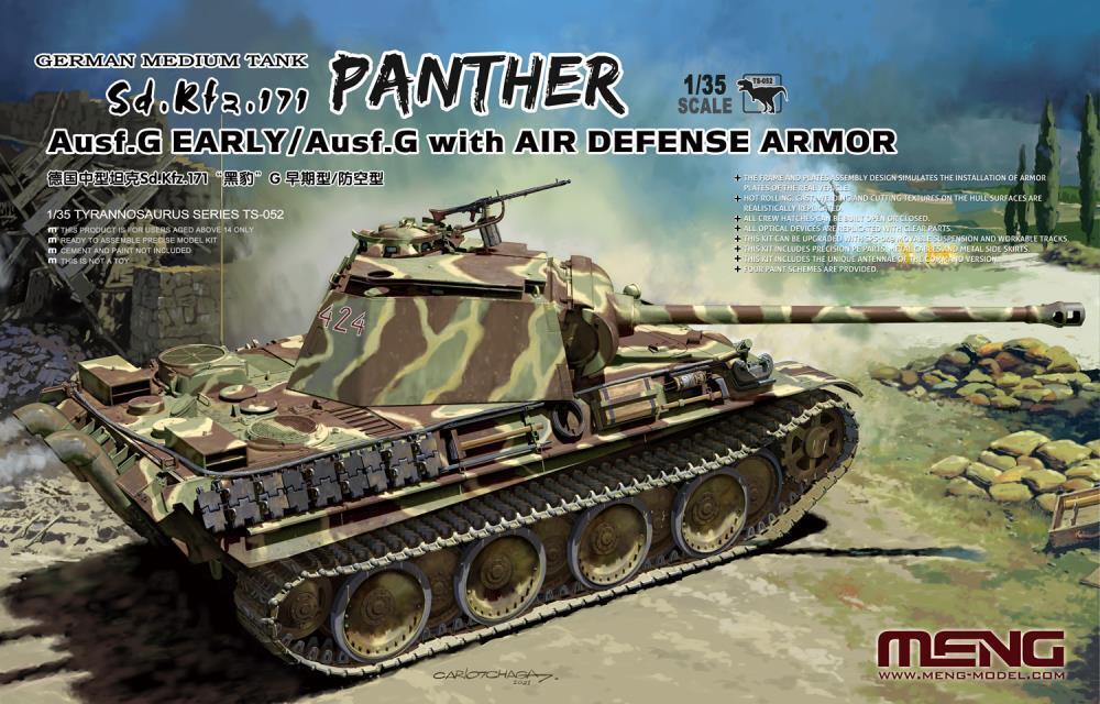 MM-TS-052 Meng 1/35 German Medium Tank Sd.Kfz.171 Panther Ausf.G Early/Ausf.G w/ Air Defense Armor Model Kit Meng