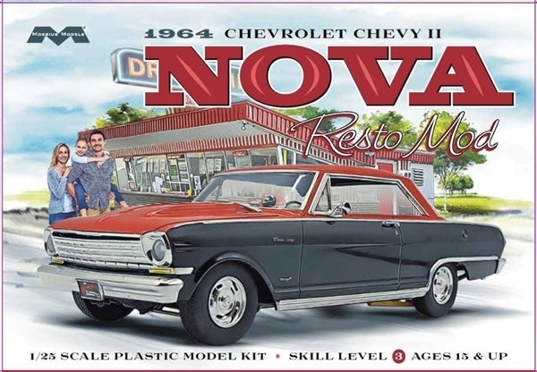 MO2321 Moebius 1/25 1964 Chevy II Nova Resto Mod Plastic Model Kit Moebius