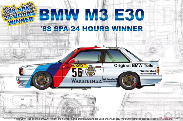 NU-24017 NuNu 1/24 BMW M3 E30 Spa 24h winner 1988 Plastic Model Kit NuNu