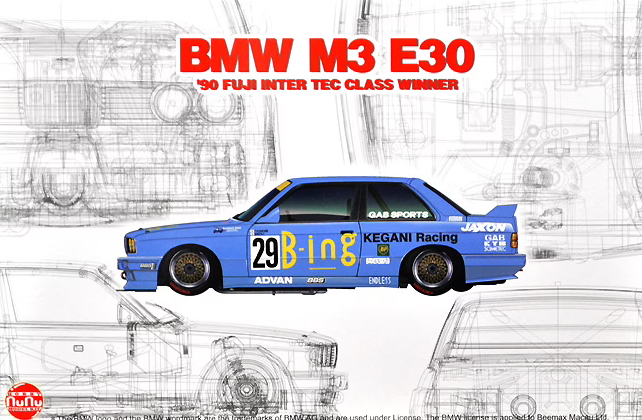 NU-24019 Nunu 1/24 BMW M3 E30 JTC '1990 InterTEC class winner Plastic Model Kit NuNu