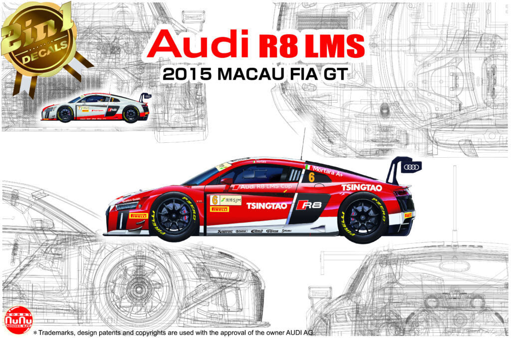 NU-24024 NuNu 1/24 Audi R8 LMS GT3 Macau GP 2015 Plastic Model Kit NuNu