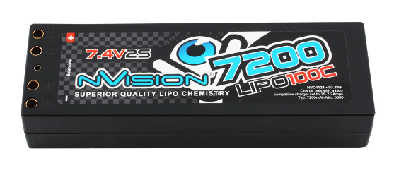 NVO1121 ###7.4v 7200mah HC 100C Fact Pro w/Tubes Nvision