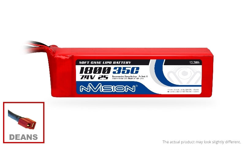 NVO1829 LiPo 1800mAh 2S 7.4V 35C (Deans plug) Nvision
