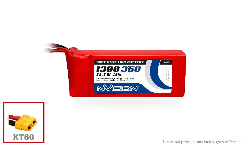 NVO1855 LiPo 1300mAh 3S 11.1V 35C (XT60 plug) Nvision