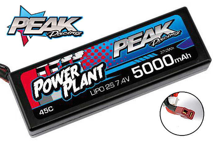 PEK00545 Peak Racing Power Plant Lipo 5000 7.4 V 45C (Black case, Deans Plug) 2S/2CELL PEAK RACING
