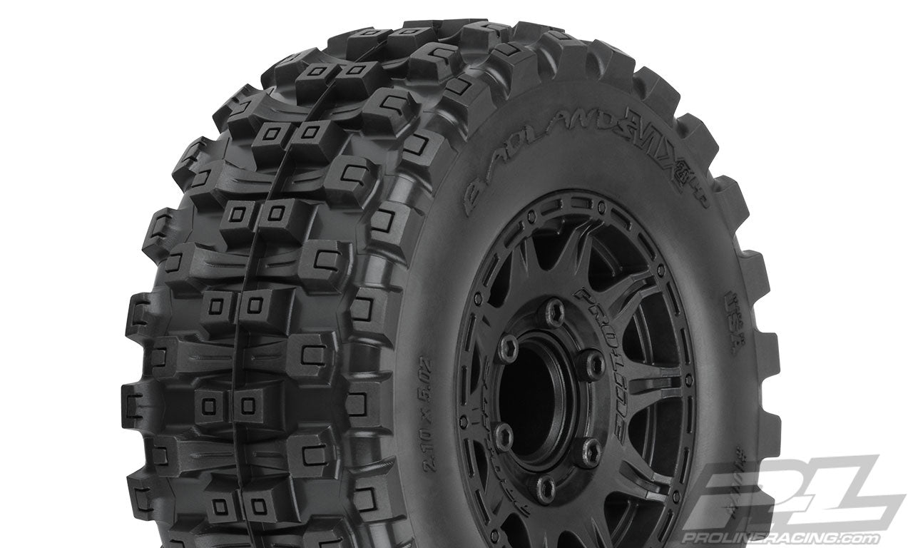 PRO1017410 Proline Badlands MX28 HP 2.8in Belted Tyres Mounted on Raid 6x30 Wheels, F/R, PR10174-10 Proline