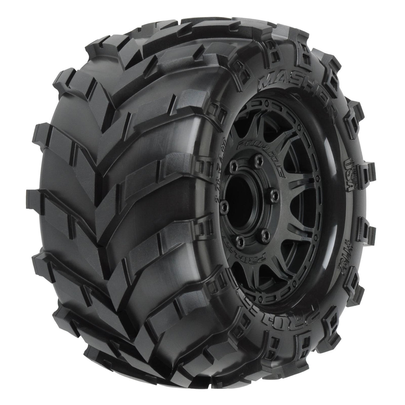 PRO119210 Proline Masher 2.8in Tyres Mounted on Raid Black 6x30 Wheels, F/R, PR1192-10 Proline