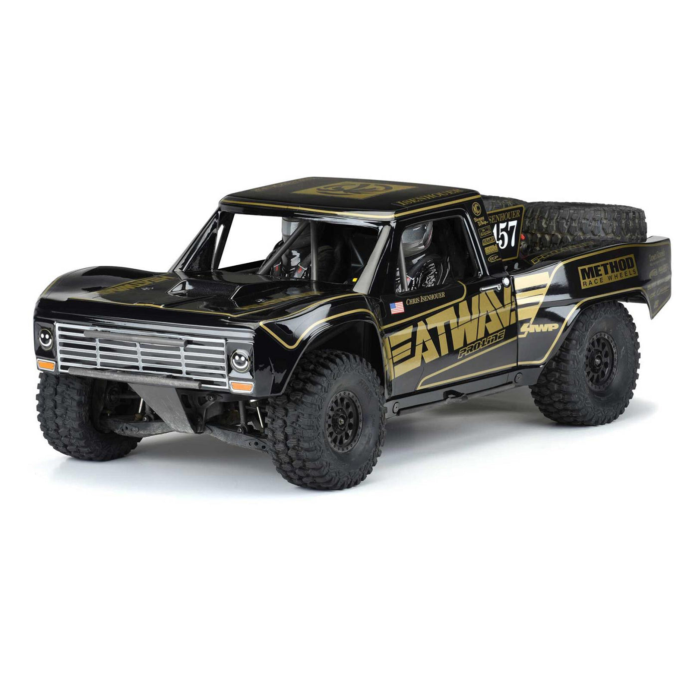 PRO354718 Proline Pre-Painted/Pre-Cut 1967 Ford F-100 Black Body, Traxxas UDR, PR3547-18 Proline