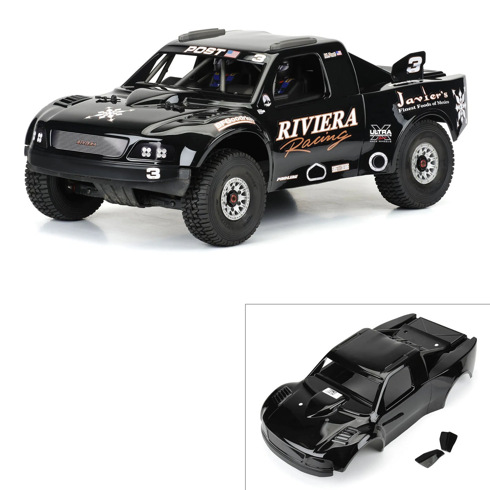 PRO361818 Proline Pre-Cut 1997 Ford F-150 Trophy Truck Riviera Edition Tough Colour Black Body suit Mojave 6S Proline