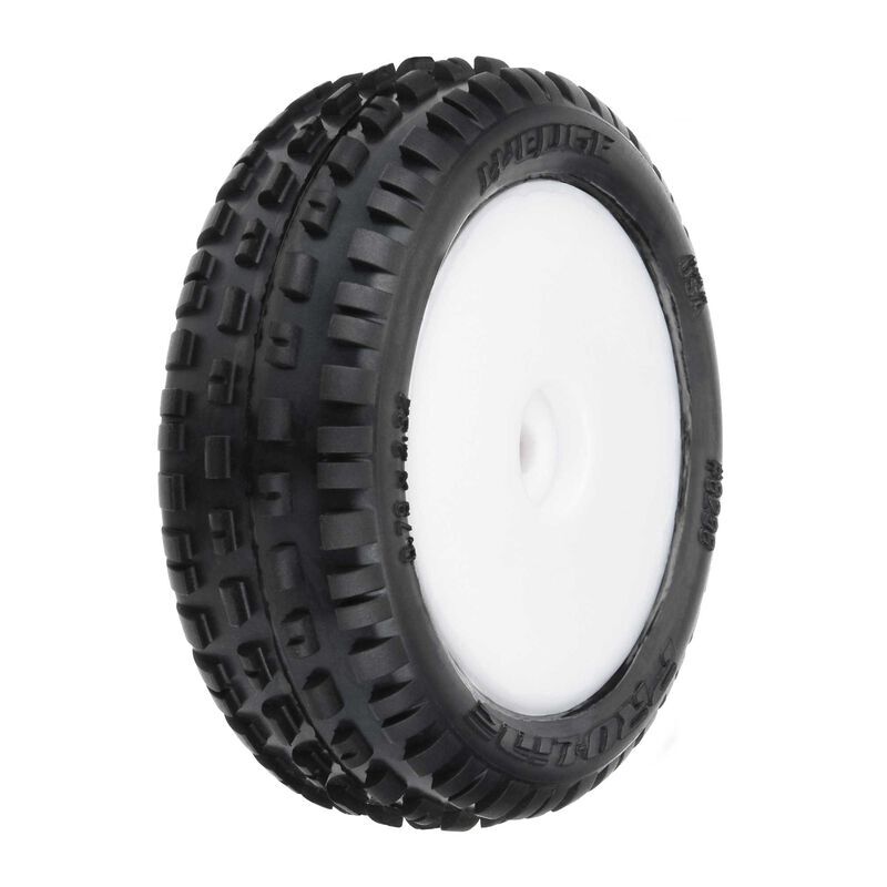 PRO829813 Proline Wedge Carpet Tyres Mounted on White Wheels, Mini-B Front, PR8298-13 Proline