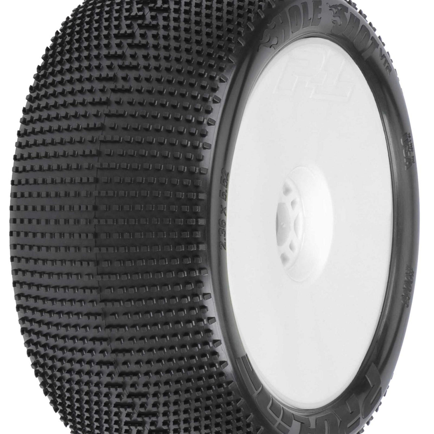 PRO9033233 Proline 1/8 Hole Shot S3 F/R 4.0in Tyres Mounted on 17mm White Zero Offset Wheels, 2pcs Proline