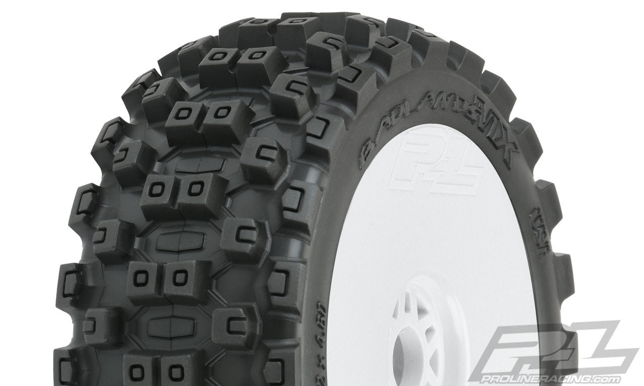 PRO906731 Proline Badlands MX M2 1/8 Buggy Tyres Mounted on White Wheels, F/R, PR9067-31 Proline