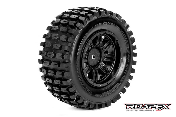 R1002-B TRACKER 1/10 SC TIRE BLACK WHEEL WITH 12MM HEX MOUNTED