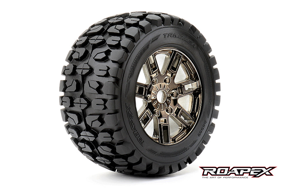 R4003-CB0 Tracker Chrome Black wheel with 0 offset 17mm hex mounted Roapex