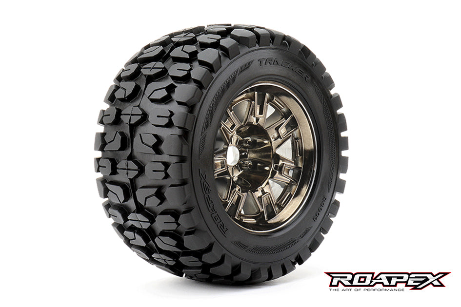 R4003-CB2 Tracker Chrome Black wheel with 1/2 offset 17mm hex mounted Roapex