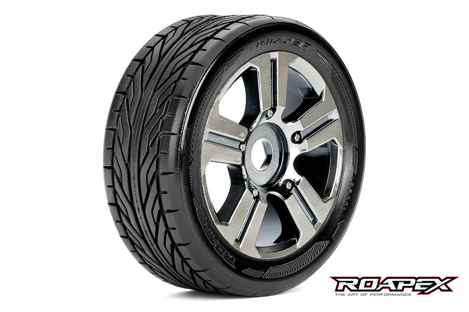R5001-CB TRIGGER 1/8 BUGGY TIRE CHROME WHEEL WITH 17MM HEX MOUNTED Roapex
