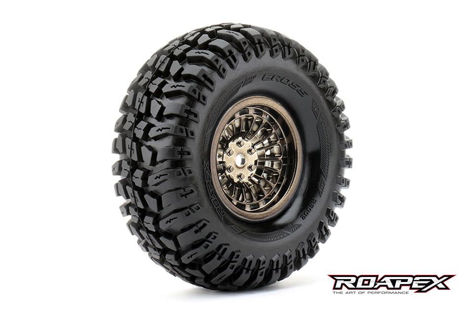 R6002-CB Cross Chrome Black wheel with 12mm hex mounted Roapex