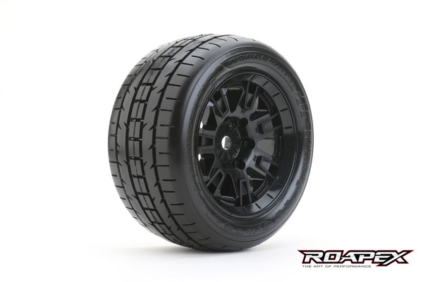 R7001-K TRIGGER BELTED ARRMA KRATON 8S MT TRUCK TIRE BLACK WHEEL WITH 24MM HEX MOUNTED