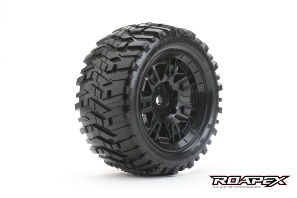 R7004-X MORPH BELTED TRAXXAS X-MAXX MT TRUCK TIRE BLACK WHEEL WITH 24MM HEX MOUNTED