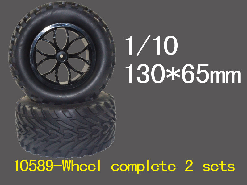 RH-10589B Mega Wheel and Tyre Set (pair) Black River Hobby
