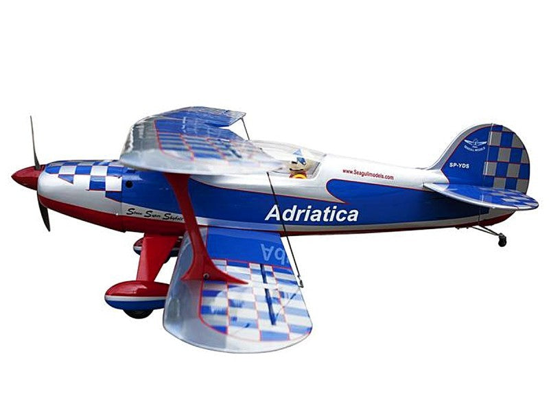 SEA-237S Seagull Models Steen Skybolt RC Bi-Plane, 15cc ARF, Silver Blue, SEA-237S Seagull