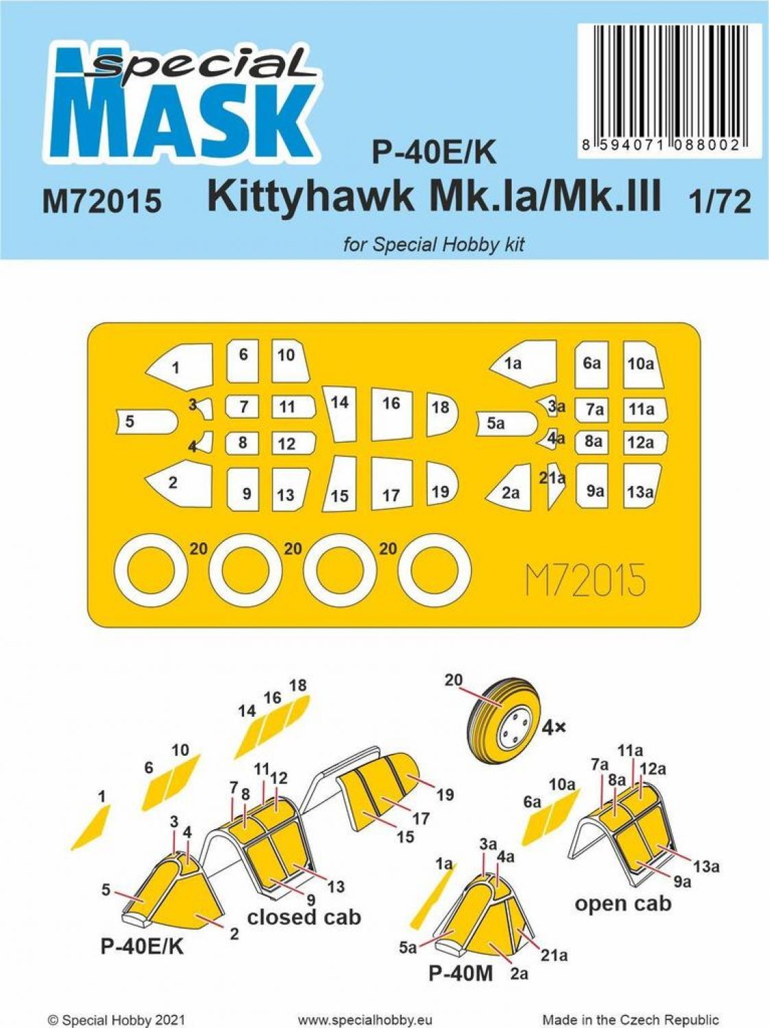 Special Hobby 1/72 P-40E/K/Kittyhawk Mk.Ia/Mk.III Mask