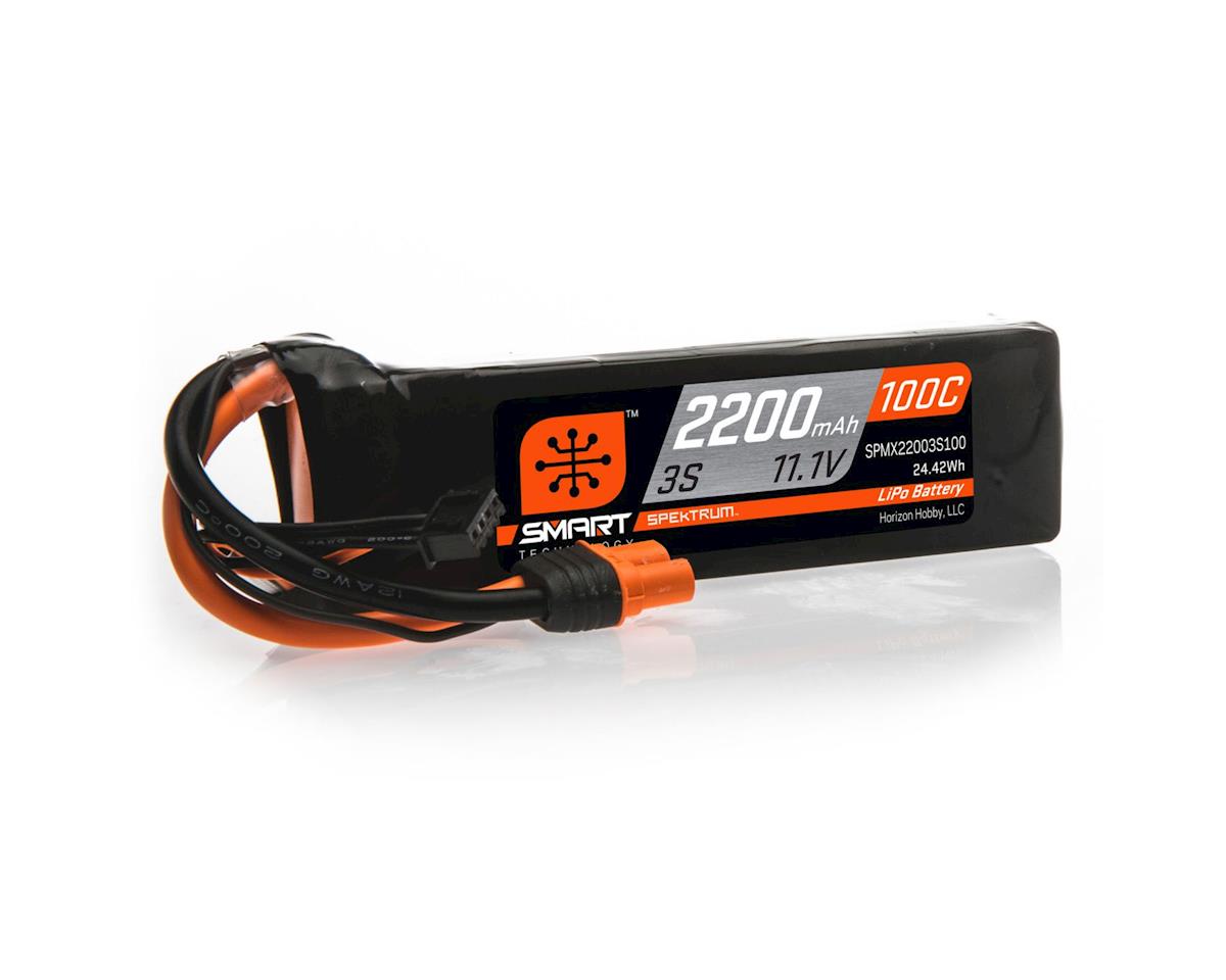 SPMX22003S100 Spektrum 2200mah 3S 11.1v 100C Smart LiPo Battery with IC3 Connector Spektrum