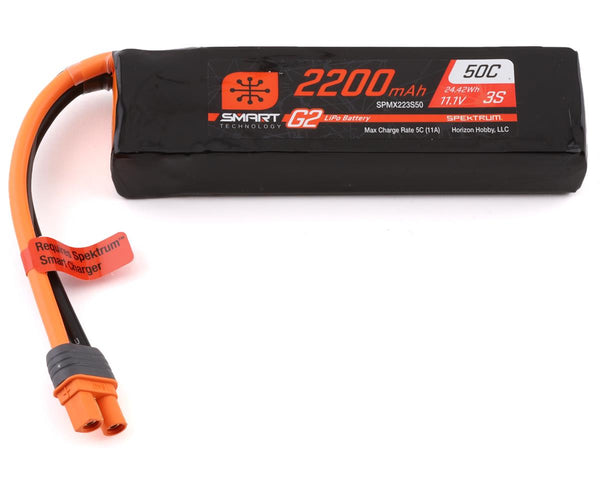 Spektrum 2200mAh 3S 11.1V 50c Smart G2 LiPo Battery with IC3 Connector