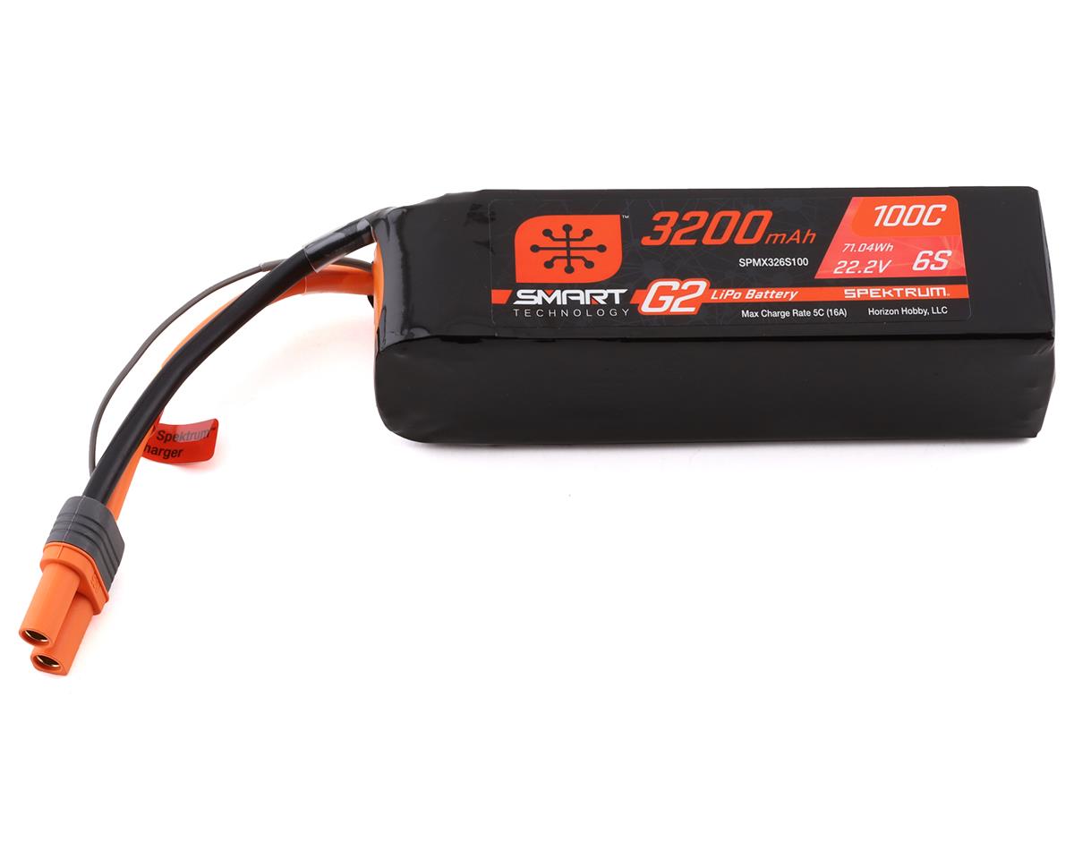 SPMX326S100 Spektrum 3200mAh 6S 22.2V 100C Smart G2 LiPo Battery with IC5 Connector Spektrum