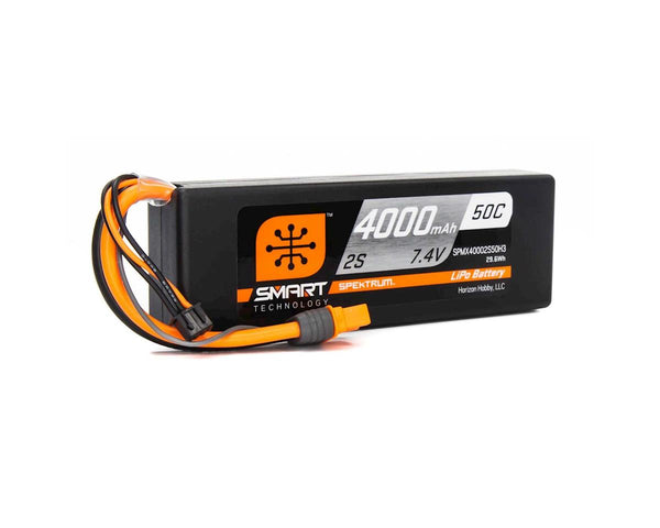Spektrum 4000mah 2S 7.4v 50C Smart Hard Case LiPo Battery IC3 Connector